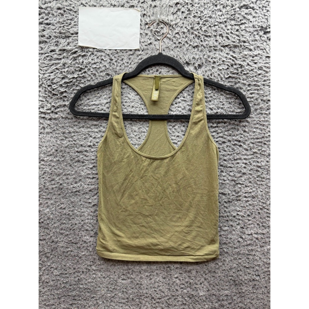 NWOT Skims Cropped Scoop Neck Racerback Tank Top Olive Green Womens Size XS